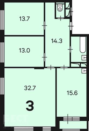 Продажа 3-комнатной квартиры 95 м², 3/16 этаж