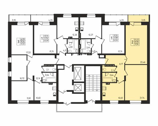 71,9 м², 2-комн. квартира, 2/27 этаж