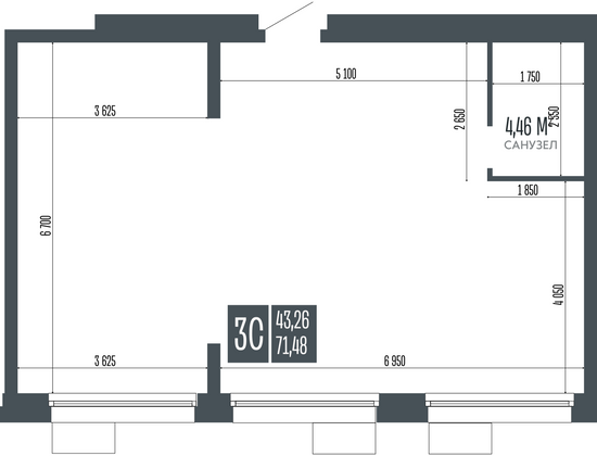 Продажа 3-комнатной квартиры 71,5 м², 3/15 этаж