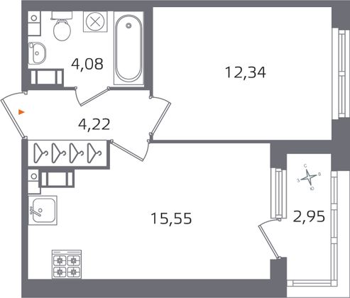 Продажа 1-комнатной квартиры 37,7 м², 4/17 этаж