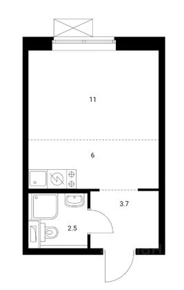 Продажа квартиры-студии 23,2 м², 4/25 этаж