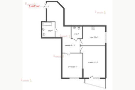 Продажа 2-комнатной квартиры 59,5 м², 17/31 этаж