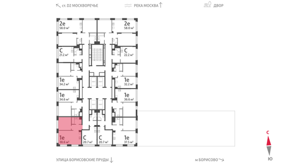 Продажа 1-комнатной квартиры 38,6 м², 4/30 этаж