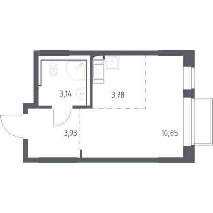 21,7 м², студия, 17/17 этаж