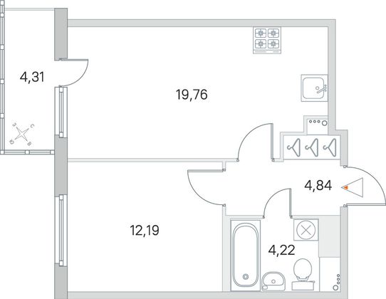 Продажа 1-комнатной квартиры 42,3 м², 5/8 этаж
