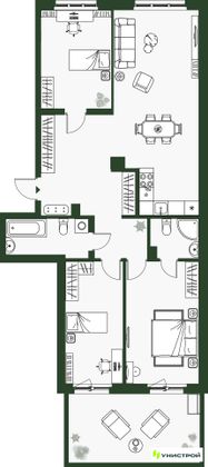 106,1 м², 3-комн. квартира, 1/11 этаж