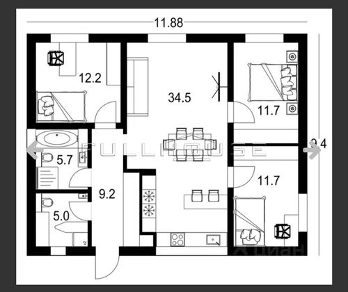 Продажа дома, 90 м², с участком 12 соток