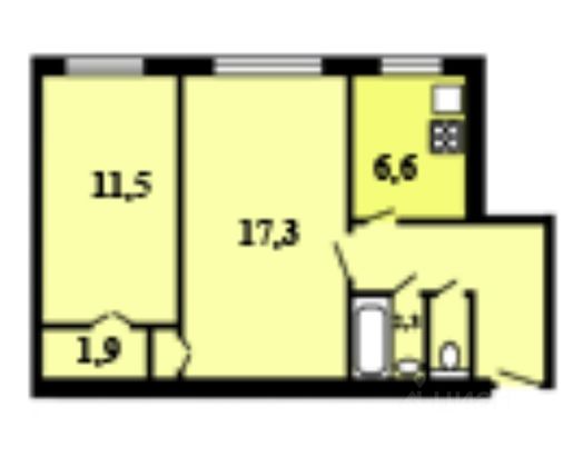 Продажа 2-комнатной квартиры 42,6 м², 4/5 этаж