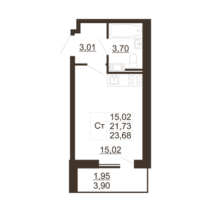 23,7 м², студия, 5/11 этаж