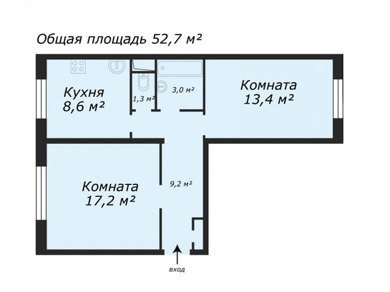 Продажа 2-комнатной квартиры 52,7 м², 1/14 этаж