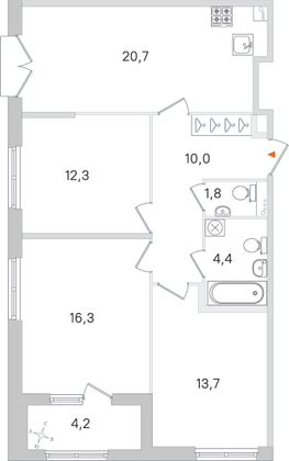 Продажа 3-комнатной квартиры 81,3 м², 2/4 этаж