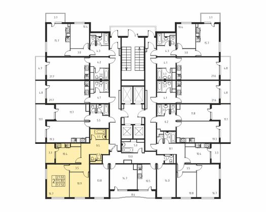 55,8 м², 2-комн. квартира, 24/24 этаж