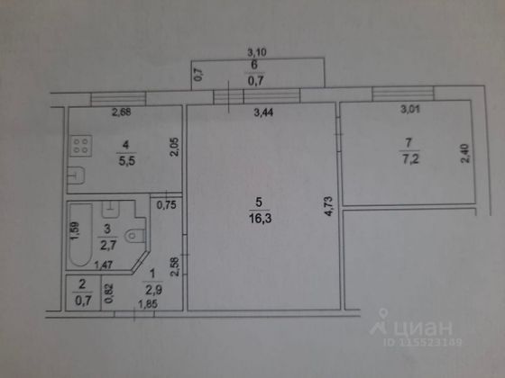 Продажа 2-комнатной квартиры 36 м², 2/3 этаж