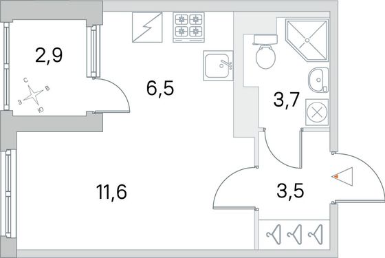 Продажа квартиры-студии 26,8 м², 5/5 этаж