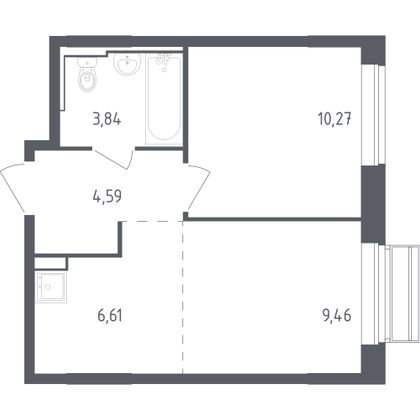 34,8 м², 1-комн. квартира, 2/9 этаж