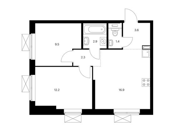 Продажа 2-комнатной квартиры 48,8 м², 10/33 этаж
