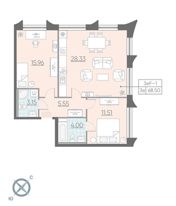 Продажа 2-комнатной квартиры 69,5 м², 2/12 этаж