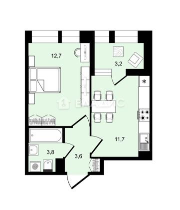 Продажа 1-комнатной квартиры 34 м², 9/10 этаж