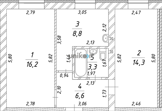 Продажа 2-комнатной квартиры 49,2 м², 2/4 этаж