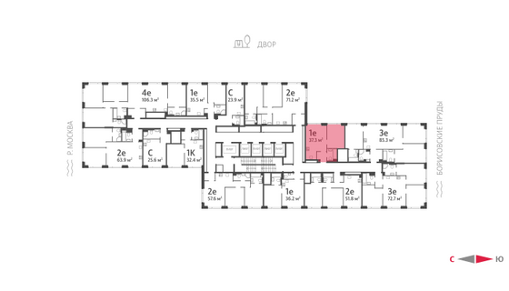 Продажа 1-комнатной квартиры 37,3 м², 48/52 этаж