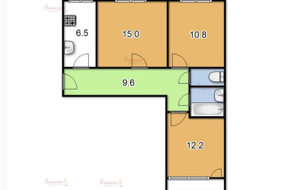 Продажа 3-комнатной квартиры 58 м², 3/5 этаж