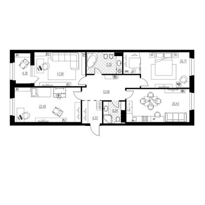 112,2 м², 3-комн. квартира, 5/9 этаж