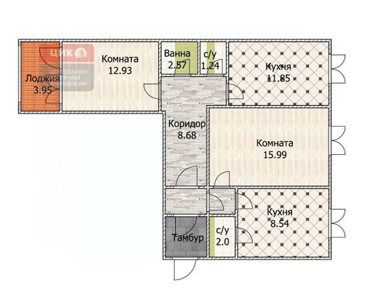 Продажа 3-комнатной квартиры 65,8 м², 1/9 этаж