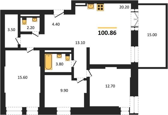 Продажа 3-комнатной квартиры 100,9 м², 1/22 этаж