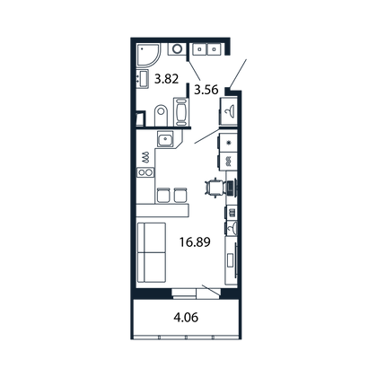 Продажа квартиры-студии 23,9 м², 3/13 этаж