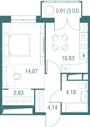 Продажа 1-комнатной квартиры 36,6 м², 4/24 этаж