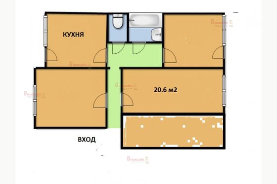 Продажа 1 комнаты, 20,6 м², 2/4 этаж