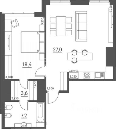 Продажа 2-комнатной квартиры 63 м², 8/10 этаж