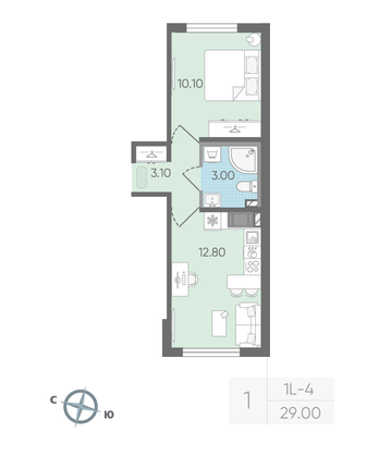 Продажа 1-комнатной квартиры 29 м², 2/24 этаж