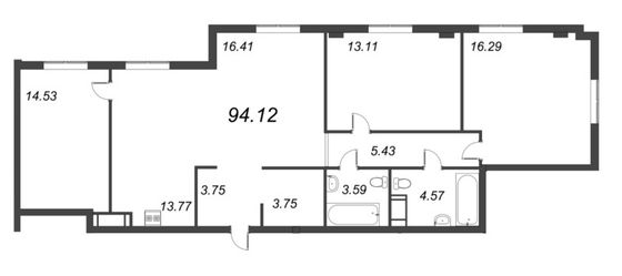 94,1 м², 4-комн. квартира, 4/10 этаж