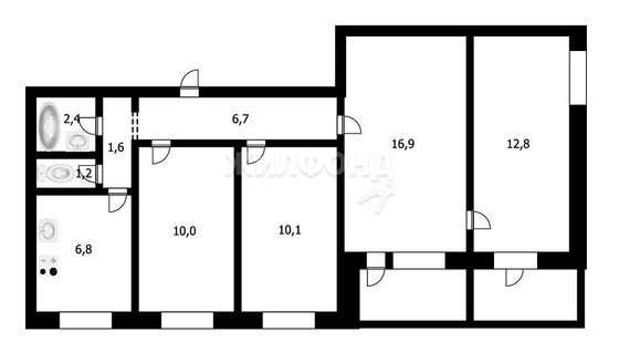Продажа 4-комнатной квартиры 68,8 м², 1/9 этаж