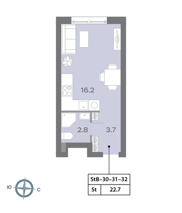 Продажа квартиры-студии 22,7 м², 32/32 этаж