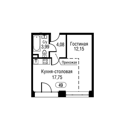 Продажа квартиры-студии 38 м², 6/25 этаж