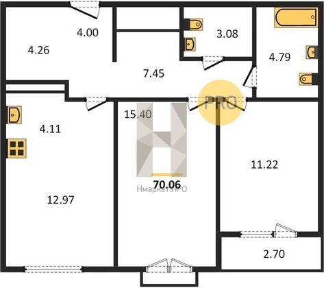 Продажа 2-комнатной квартиры 67,3 м², 23/25 этаж