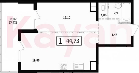 Продажа 2-комнатной квартиры 38,7 м², 2/24 этаж