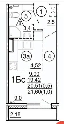 Продажа квартиры-студии 21,6 м², 4/17 этаж