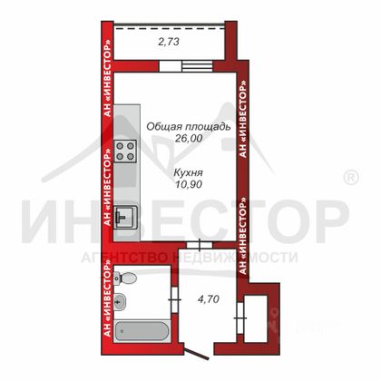 Продажа квартиры-студии 26 м², 14/18 этаж