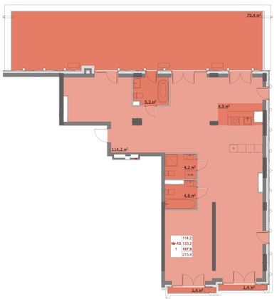 Продажа 3-комнатной квартиры 157,9 м², 5/6 этаж