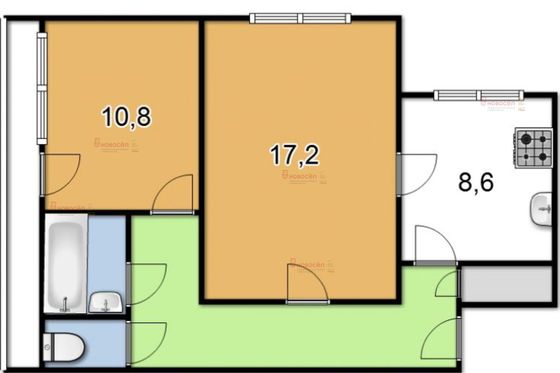 Продажа 2-комнатной квартиры 54,7 м², 2/3 этаж