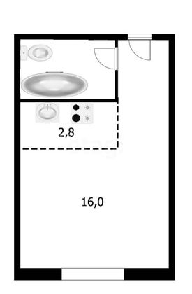 Продажа квартиры-студии 24 м², 1/3 этаж