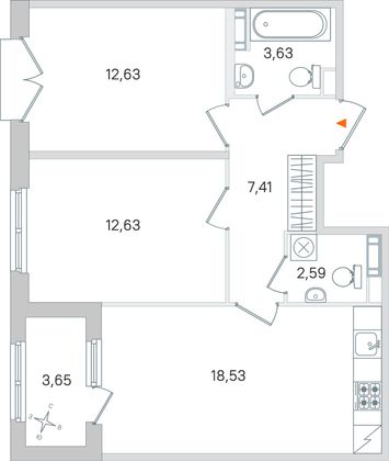 Продажа 2-комнатной квартиры 59,3 м², 4/4 этаж