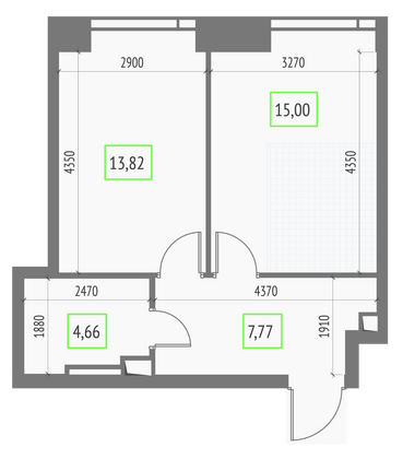 Продажа 1-комнатной квартиры 41,3 м², 24/57 этаж