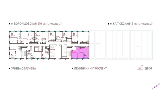 53,6 м², 2-комн. квартира, 40/58 этаж