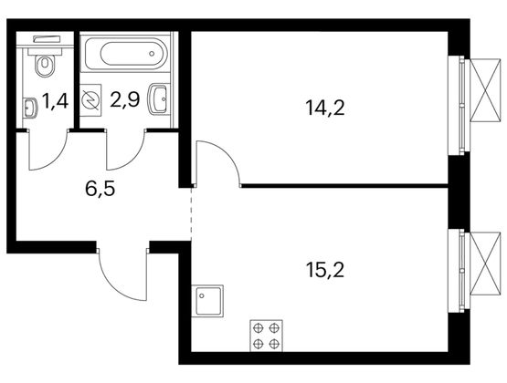 Продажа 1-комнатной квартиры 40,2 м², 14/33 этаж