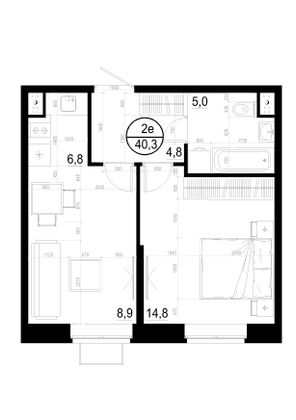 Продажа 2-комнатной квартиры 40,3 м², 2/19 этаж