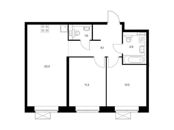 Продажа 2-комнатной квартиры 56,3 м², 11/16 этаж